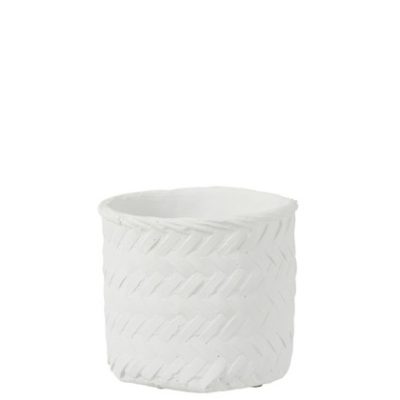 J-line bloempot imitatie gewoven cement wit medium