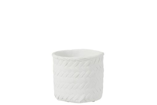 J-line bloempot imitatie gewoven cement wit medium