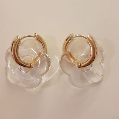 Very Mooi Oorbellen met bloem (transparant)