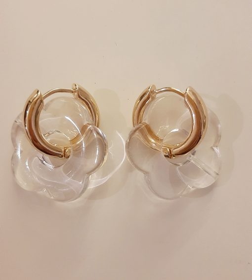 Very Mooi Oorbellen met bloem (transparant)