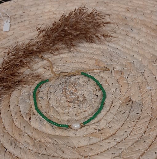 Byron nimdiki armband groen met zoet water parel