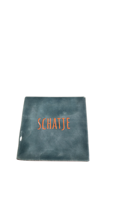 Quote tegeltje "Schatje" blauw