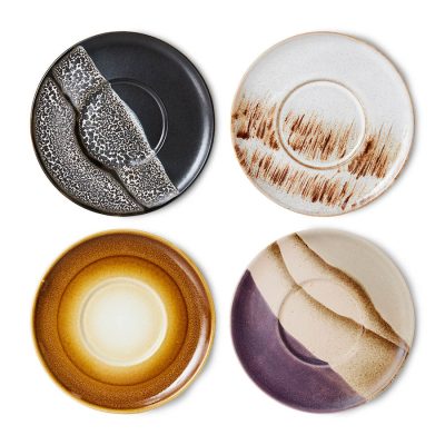 HK Living 70's ceramics saucers Big Sur set of 4
