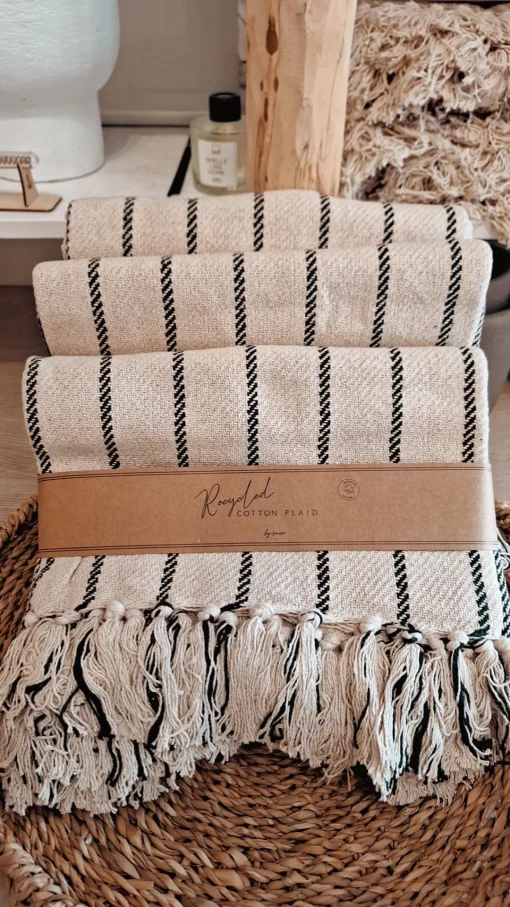 Senza Recycled cotton plaid zwart
