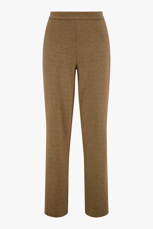 Zusss - Broek met visgraat motief - beige