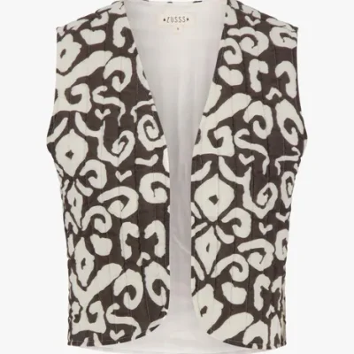 Zusss Gilet print antraciet / zand