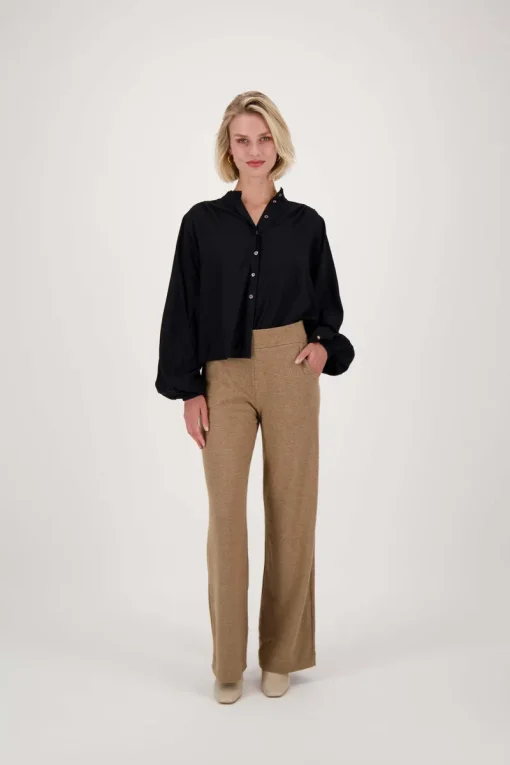 Zusss - Broek met visgraat motief - beige - Afbeelding 2