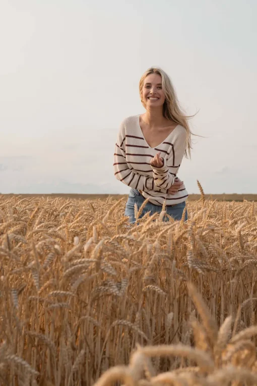 Zusss fijngebreide trui met streep - Afbeelding 2