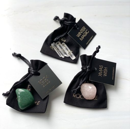 Rockstyle XMAS Wish | black velvet giftbag Rozenkwarts - Afbeelding 2