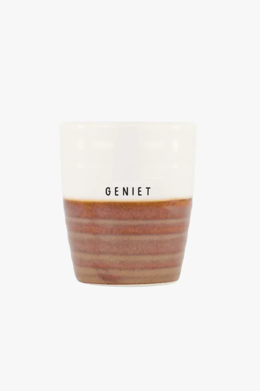 Zusss koffiemok Geniet brique/wit
