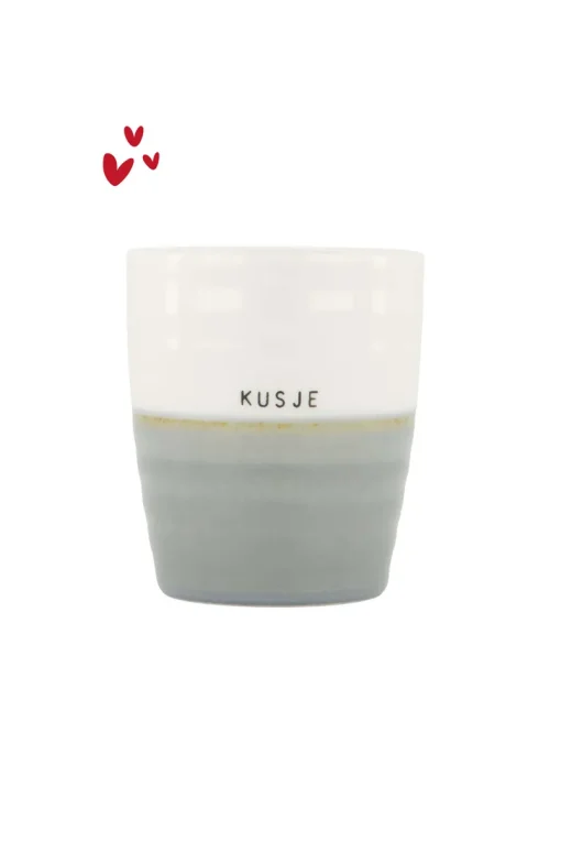Zusss koffiemok kusje grijs/blauw