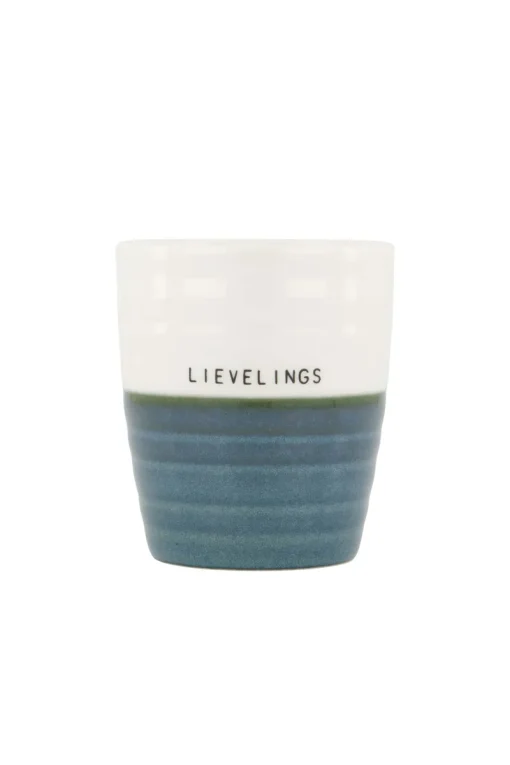 Zusss koffiemok Lievelings blauw/wit