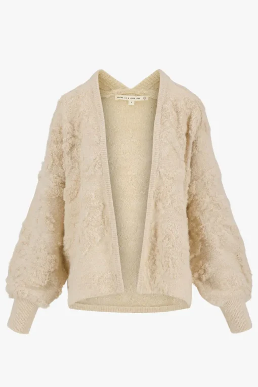 Zusss openvallend vest met lurex jacquard - creme