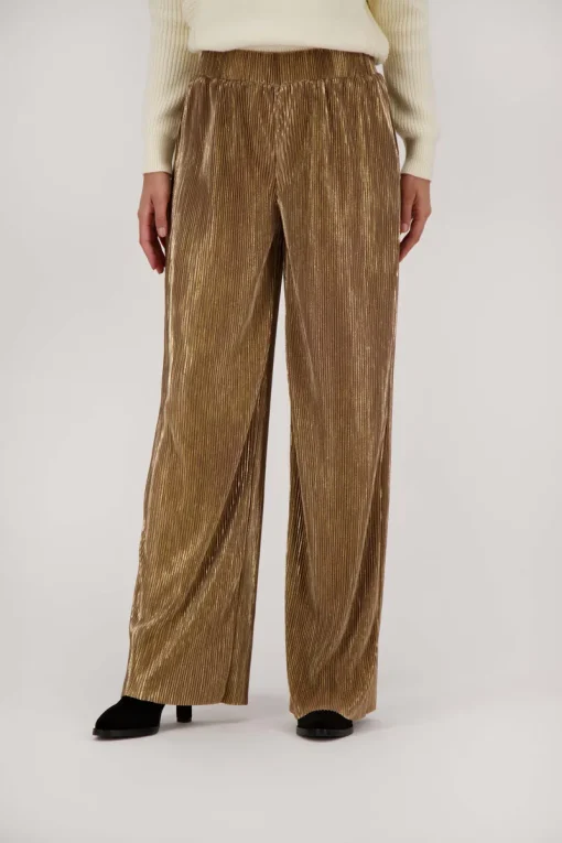 Zusss Plisse broek champagne goud