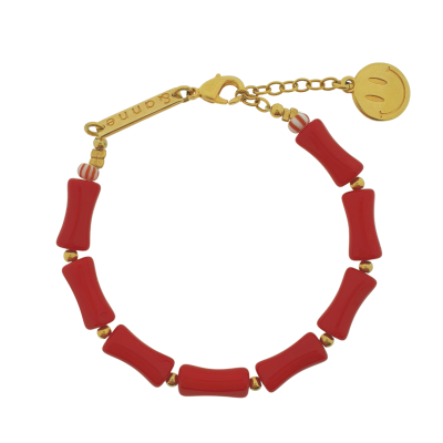 &Anne bracelet big red tube beads