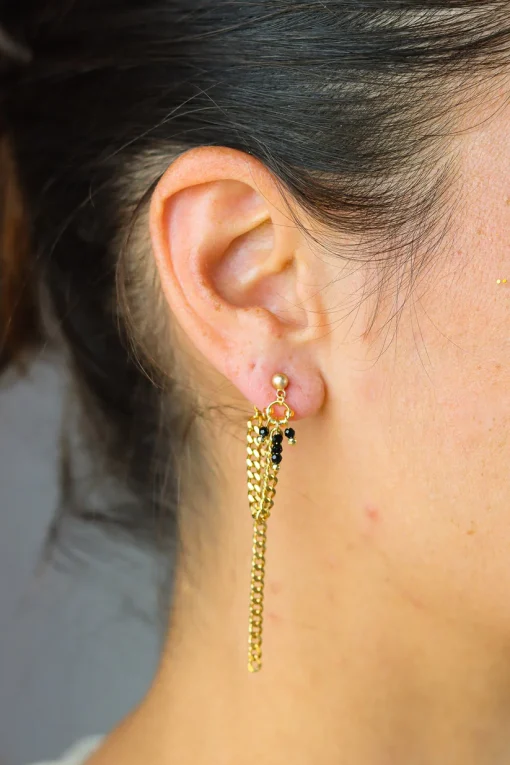 Stay Gold Black Onyx linked stud earrings