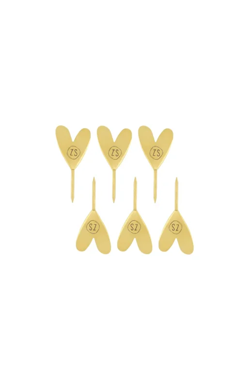 Zusss set van 6 borrelmarkers hartje goud
