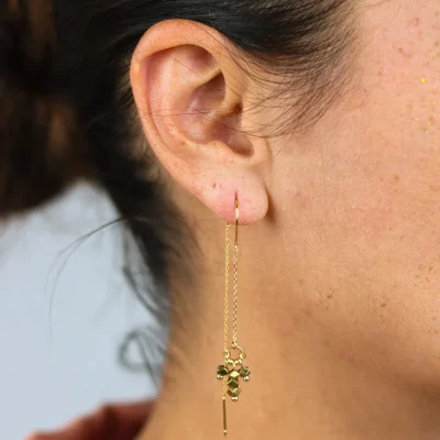 Stay Gold Hematite threader earrings