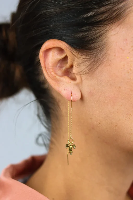 Stay Gold Hematite threader earrings