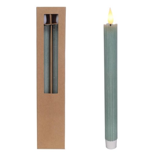 Ideas 4 Seasons Dinner pencilkaars LED eucalyptusgroen set van 2