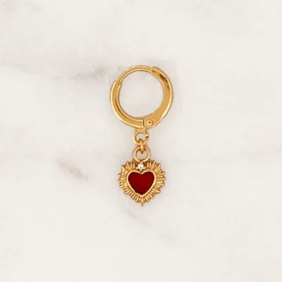 By nouck earring tiny bordeaux heart