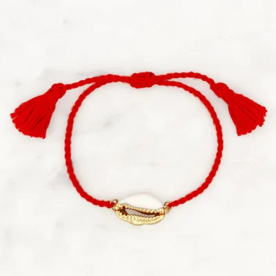 By nouck red bracelet cowrie