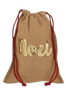J-line zak Noel pailletten+ trekkoord jute Goud