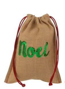 J-line zak Noel pailletten + trekkoord jute groen